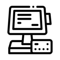 pos terminal display and card icon vector outline illustration