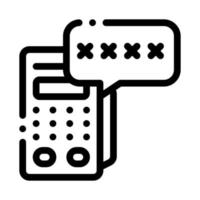 pos terminal pin code icon vector outline illustration