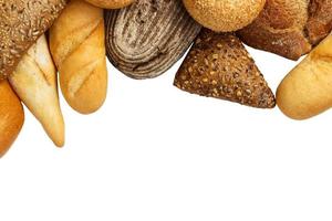 assorted breads isolated on a white background photo