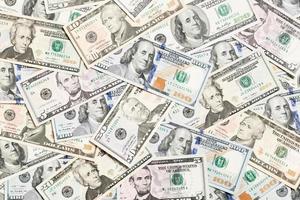 Top view of various dollar cash background. Different banknotes concept. Wealth and rich concept photo