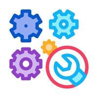 watch gears wrench icon vector outline illustration