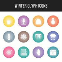 hermoso conjunto de iconos de vector de invierno