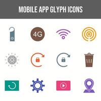 12 Mobile App Vector Icons in One Set