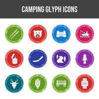 hermoso conjunto de iconos de vector de camping