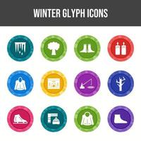 hermoso conjunto de iconos de vector de invierno