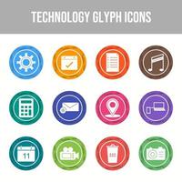 conjunto de iconos de línea de tecnología única vector