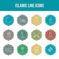 Set of 12 Islamic Unique Vector Icons