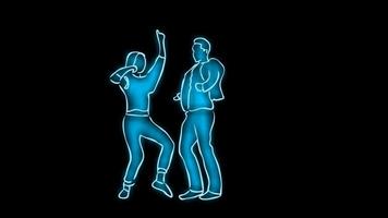 vidéo de danse de club avec fond transparent. animation de boucle et de danse alpha. beau garçon et belle fille dansent video