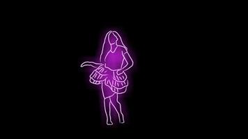 Beautiful girl dancing. Loop and alpha dance video. Transparent background animation video