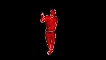 Hip hop dance performance with transparent background. Neon dancer loop and alpha video. Endless dancing video