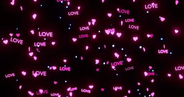 valentine vj loop with love text and heart shape glowing video