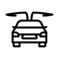 electro car opened doors icon vector outline illustration