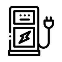 ilustración de contorno de vector de icono de estación de carga de coche eléctrico