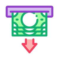 receiving money from atm icon vector outline illustration