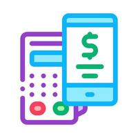 pos terminal smartphone payment app icon vector outline illustration