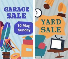 Garage and yard sale, buy unique second hand stuff vector