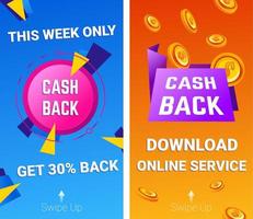 This week only, cash back, download online service vector