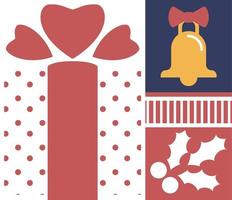 Christmas present and mistletoe pattern print vector