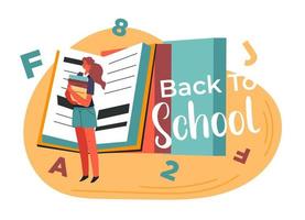 Back to school, student with books and publication vector