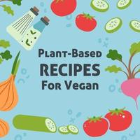 recetas a base de plantas para vector de menú vegano y saludable