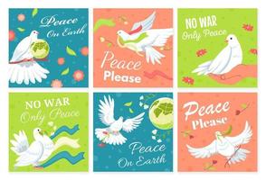 Peace concept with dove bird at social media set vector