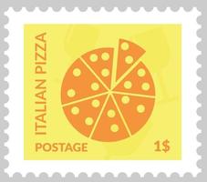 Postmark or postcard with Italian pizza cuisine vector