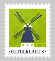 marca postal holandesa o postal con molino vector