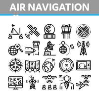 Air Navigation Tool Collection Icons Set Vector