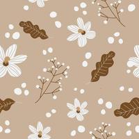 Blooming flowers and leaves, seamless patterns vector