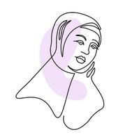 mujer musulmana con hiyab, retrato de una dama vector
