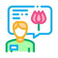 flower shop seller consultant icon vector outline illustration