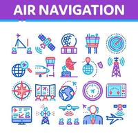 Air Navigation Tool Collection Icons Set Vector