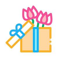 flower gift box icon vector outline illustration