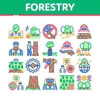 Forestry Lumberjack Collection Icons Set Vector