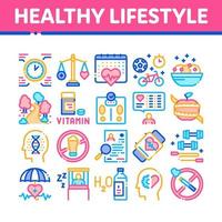 conjunto de iconos de colección de estilo de vida saludable vector