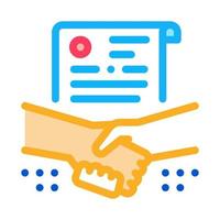 agreement contract handshake icon vector outline illustration