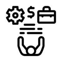 business case money and gear icon vector outline illustration