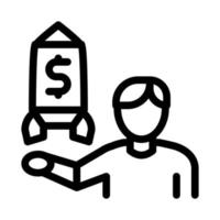 ilustración de contorno de vector de icono de cohete de dinero de espectáculo humano