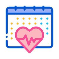 corazón cardio calendario icono vector contorno ilustración
