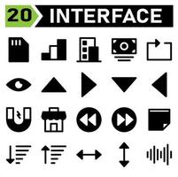 User interface icon set include memory, card, chip, user interface, chart, bar, graph, analysts, buildings, office, modern, building, money, cash, payment, dollar, repeat, loop, arrows, arrow vector