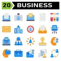 Office business icon set include laptop, document, office, work, device, filed, id card, badge, identification, id, card, chat, message, email, file, list, folder, files, binders, mails, letter vector