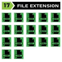 File extension icon set include oeb, orb, edn, tr3, etd, eal, pobi, tcr, azw1, htxt, koob, qmk, pef, pmlz, fkb, vbk, pml vector