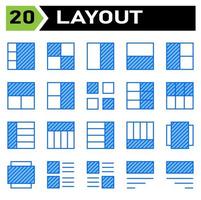 Layout icon set include layout, grid, dashboard, interface, user interface, align, template, design, flayer, graphic, cover, poster, vector, banner, creative, concept, brochure, abstract, modern, bus vector