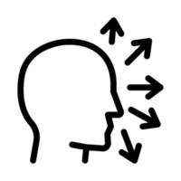 human head and arrows icon vector outline illustration