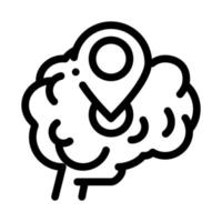 dementia brain location gps sign icon vector outline illustration
