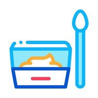 container with food and spoon icon vector outline illustration