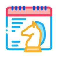chess horse calendar icon vector outline illustration
