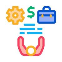 business case money and gear icon vector outline illustration