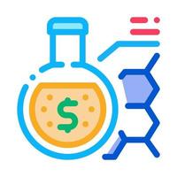 laboratory flask with liquid and banknote icon vector outline illustration