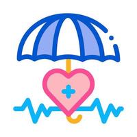 heart cardio and umbrella icon vector outline illustration